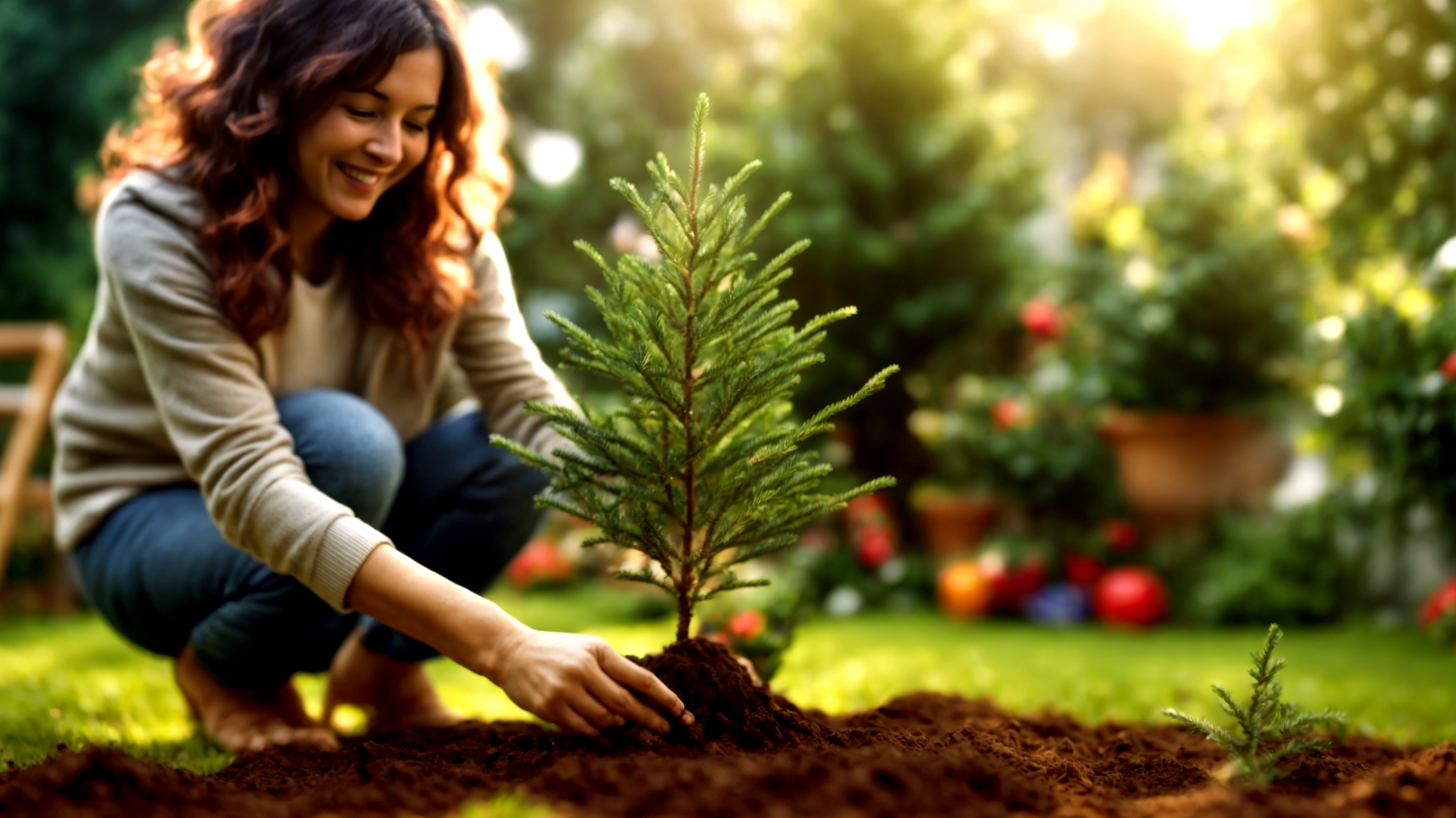 Abete vero luci LED decorazioni naturali"