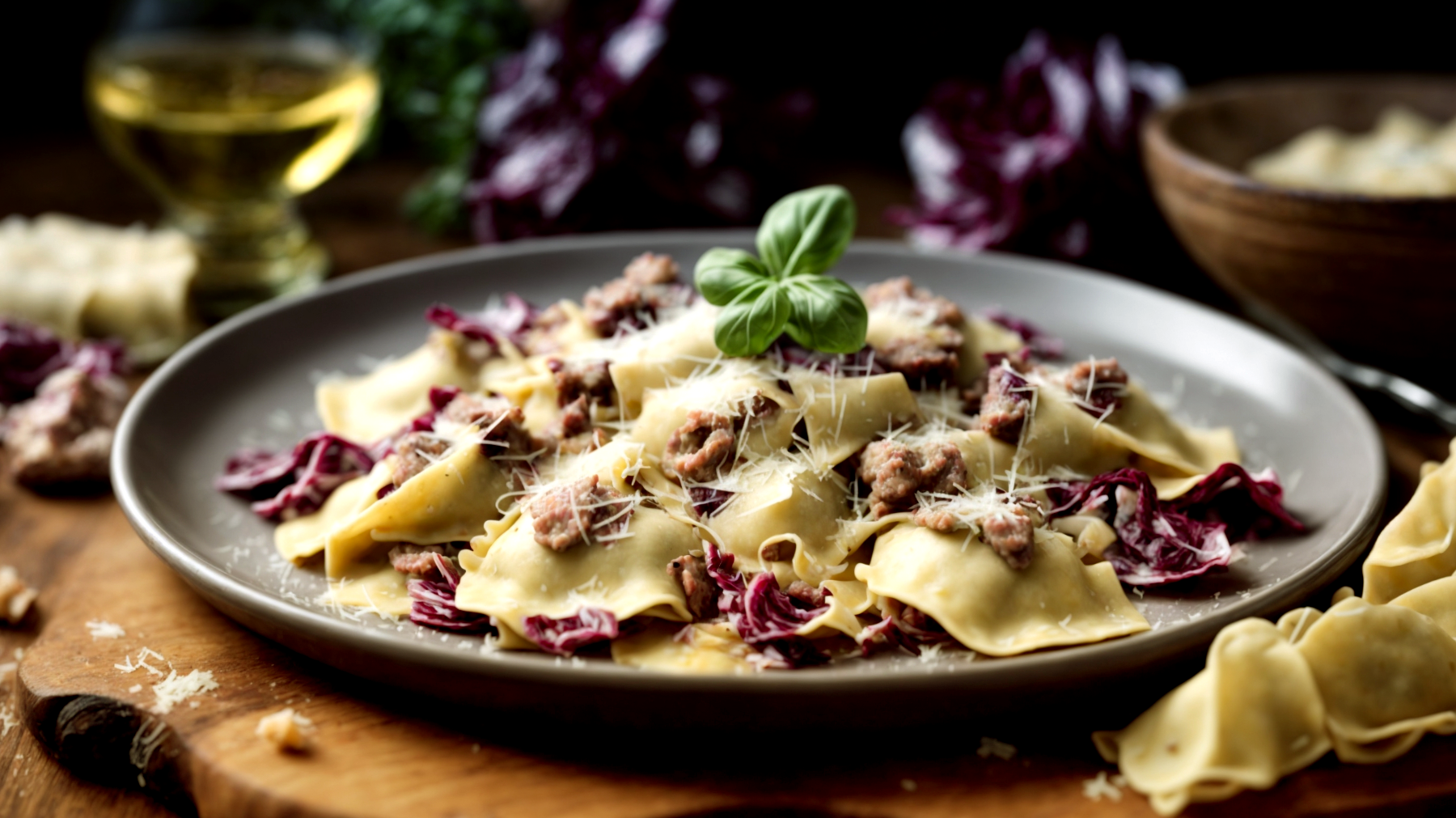 Ravioli radicchio salsiccia"