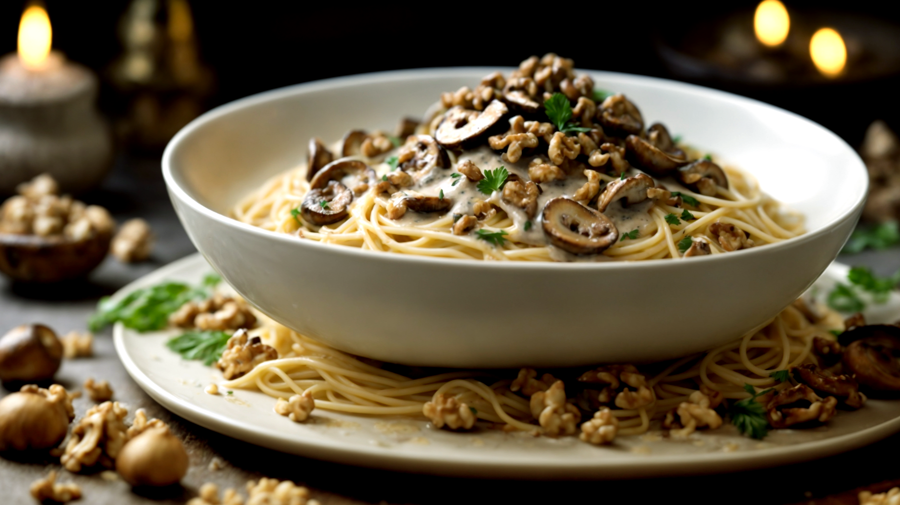 Spaghetti funghi porcini noci"