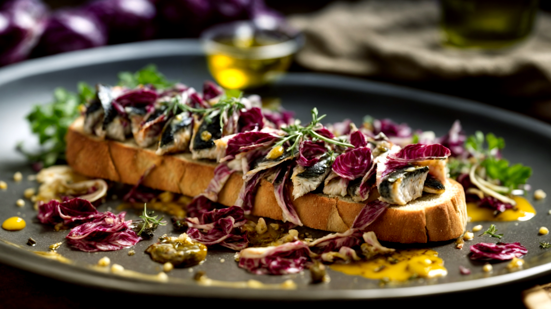 crostini pane toscano sgombro radicchio"